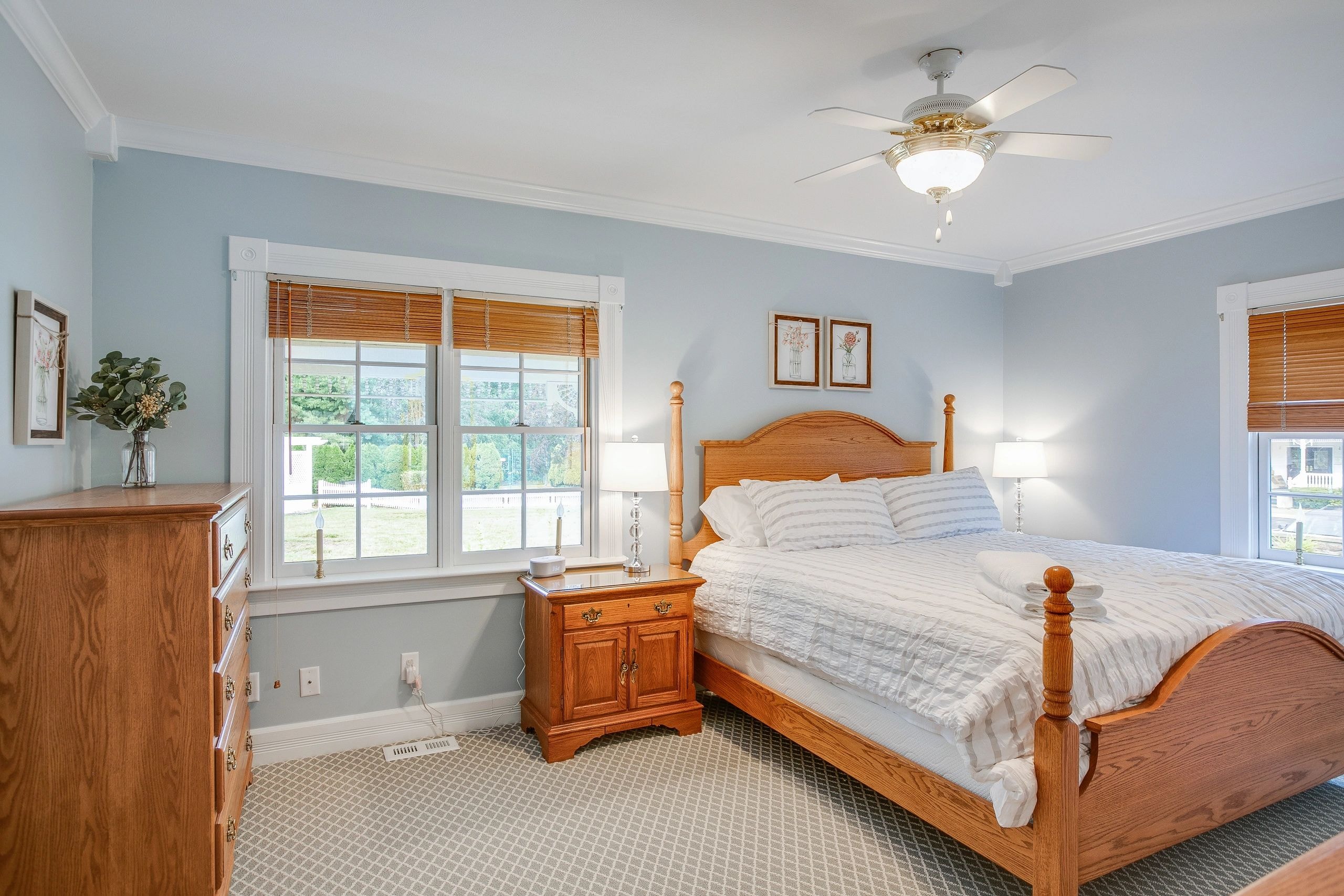 King Suite bedroom at Biddle Point Inn