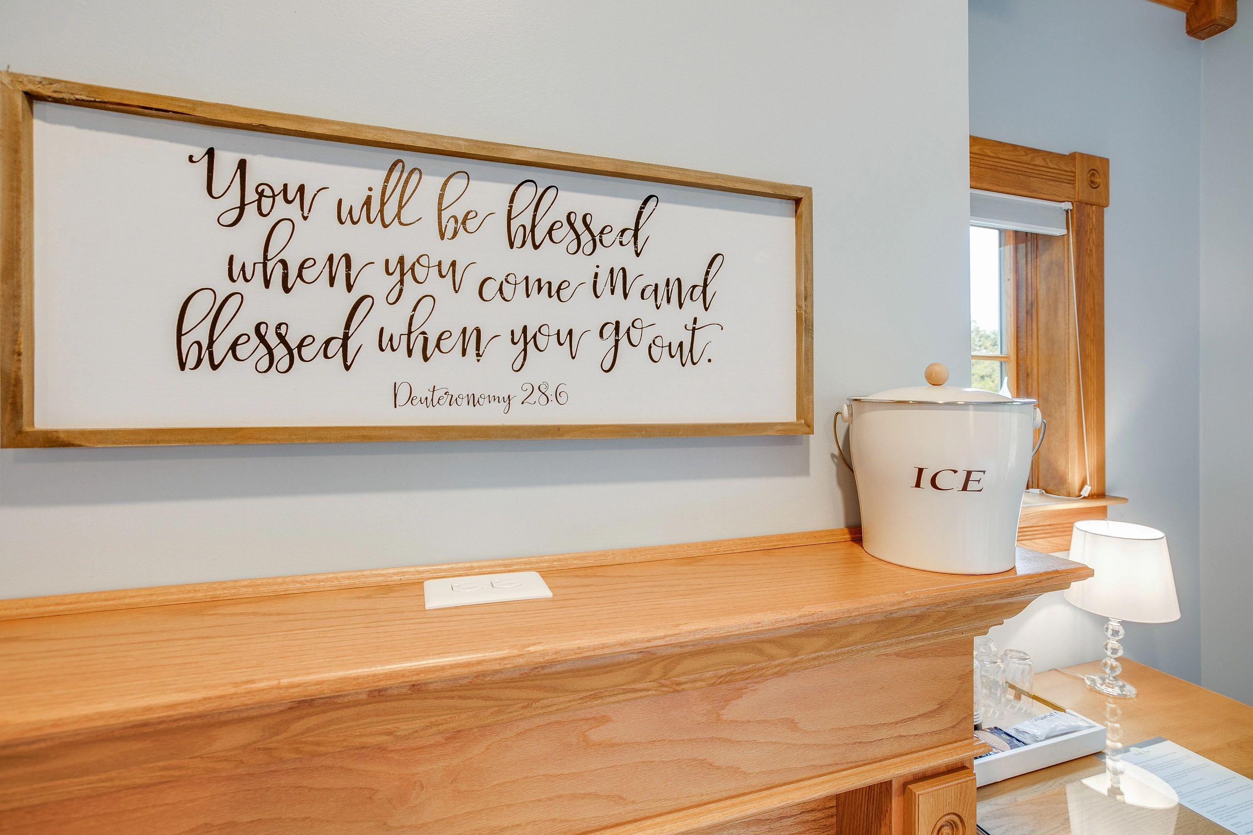 Framed scripture wall art wooden shelf